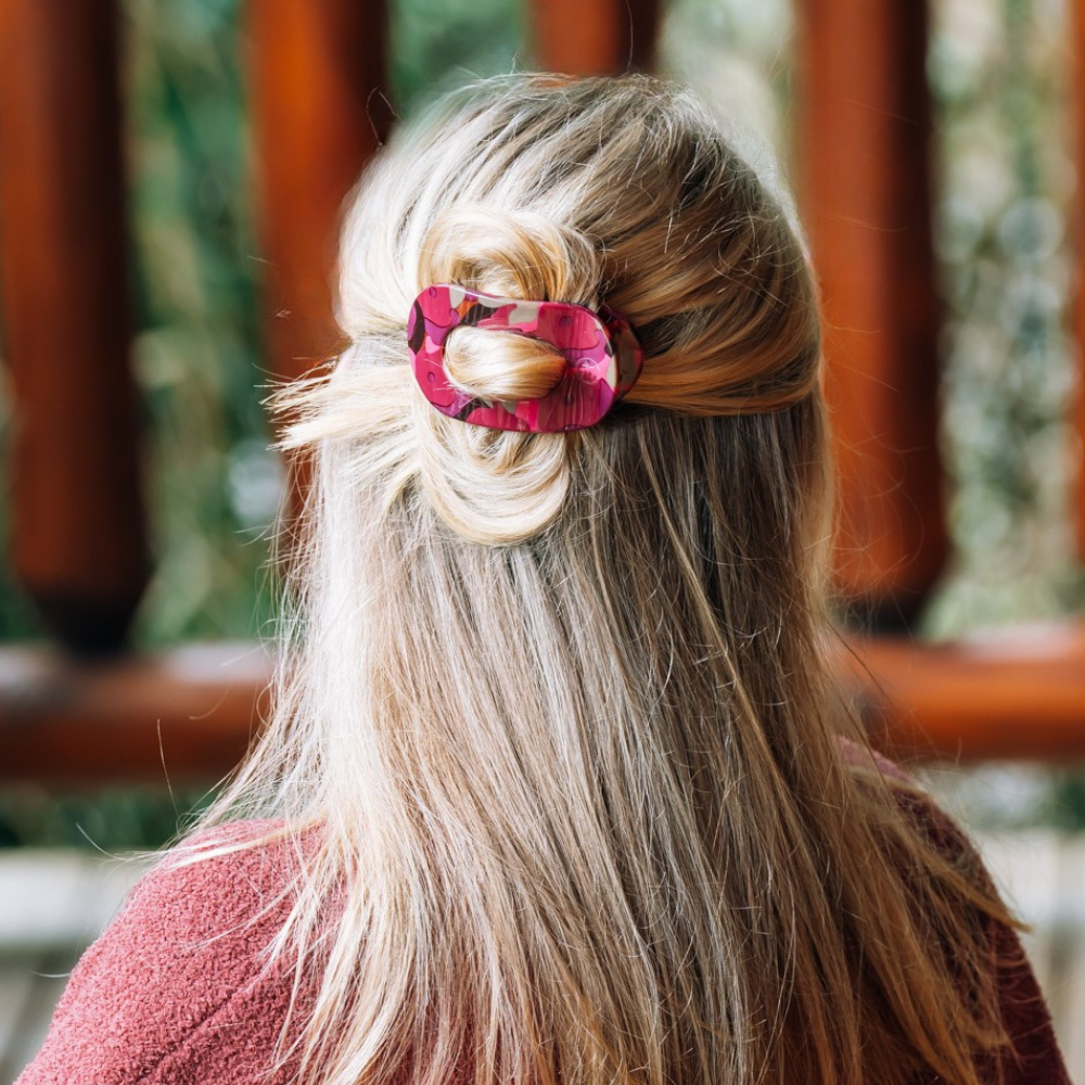TELETIES - Small Flat Round Hair Clip - Garden Glam