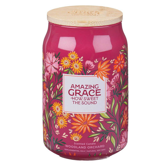 Glass Candle w/ Bamboo Lid - Amazing Grace