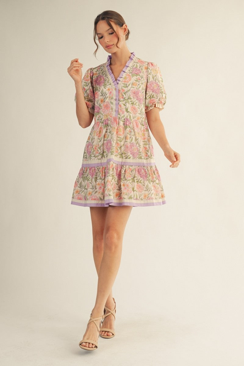 The Penny Floral Dress - Sky Blue