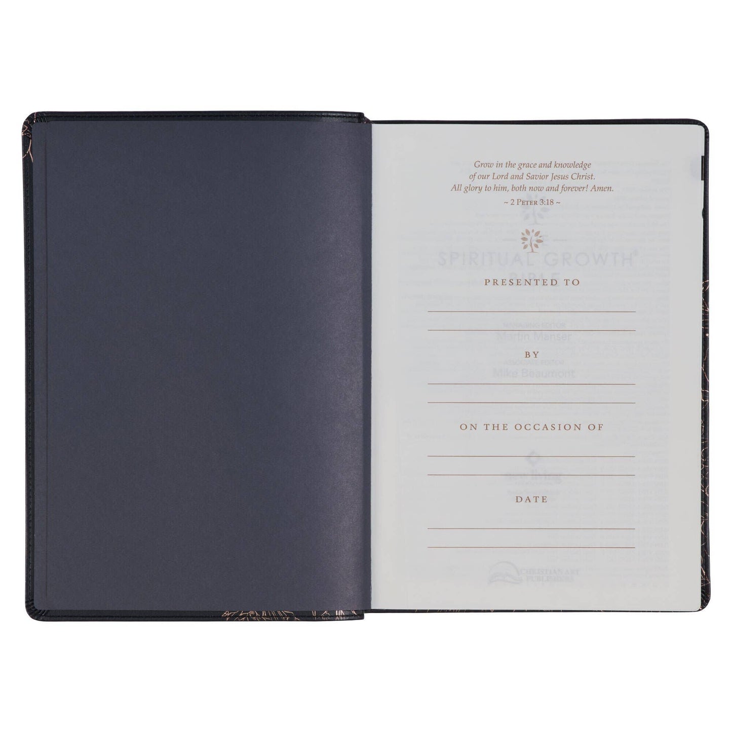 NLT, The Spiritual Growth Bible Faux Leather, Midnight Blue