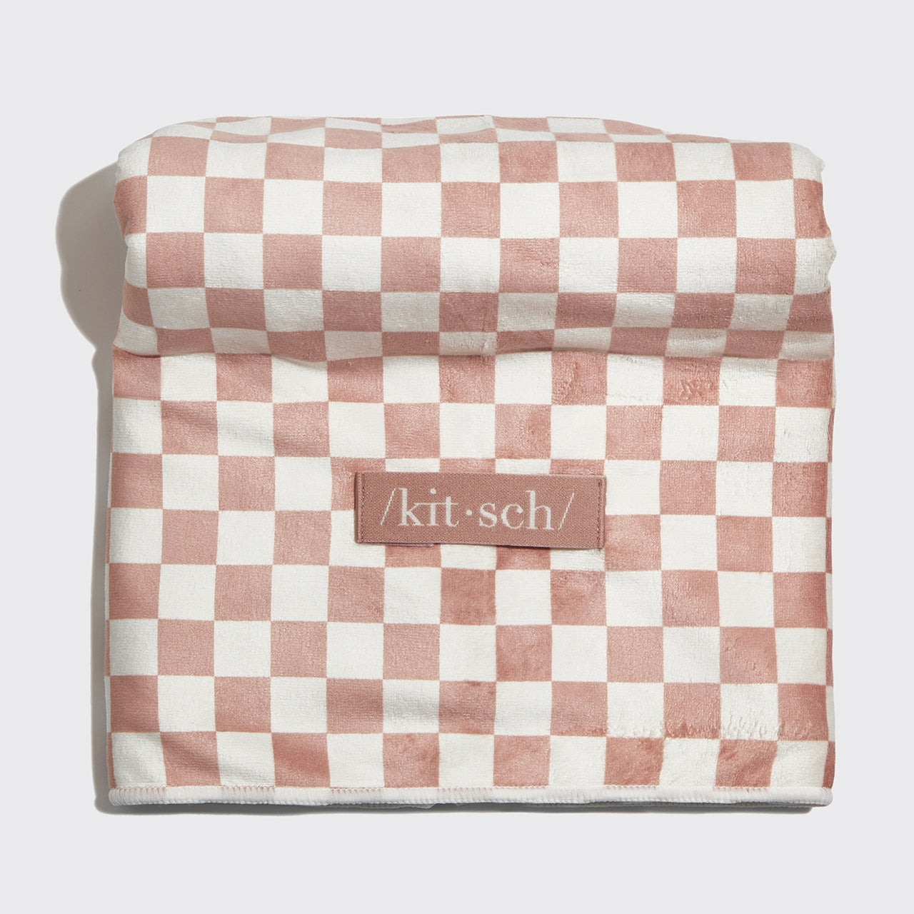 KITSCH - Extra Large Quick-Dry Hair Towel Wrap - Terracotta Checker