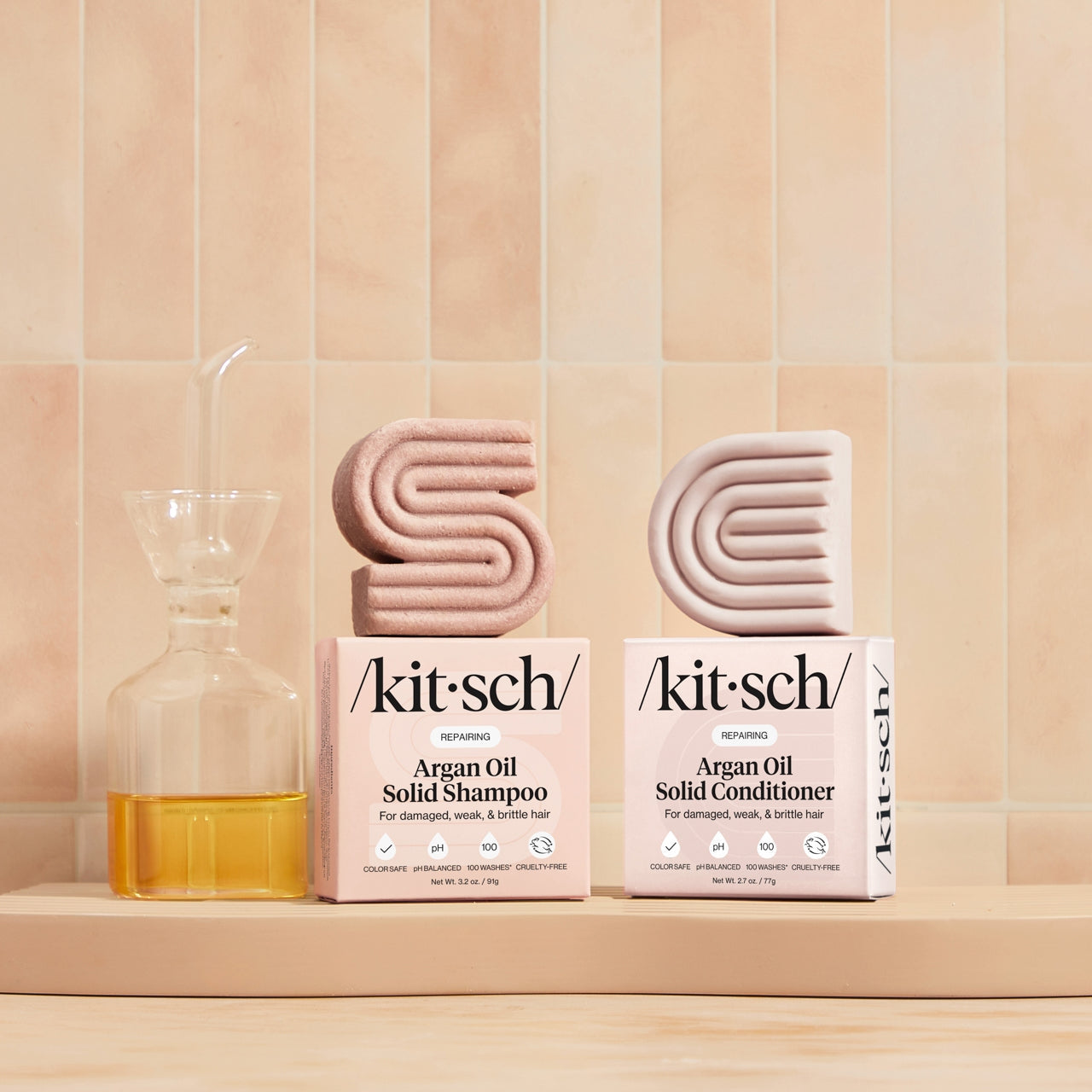KITSCH - Repairing Argan Oil Shampoo & Conditioner Bar Combo