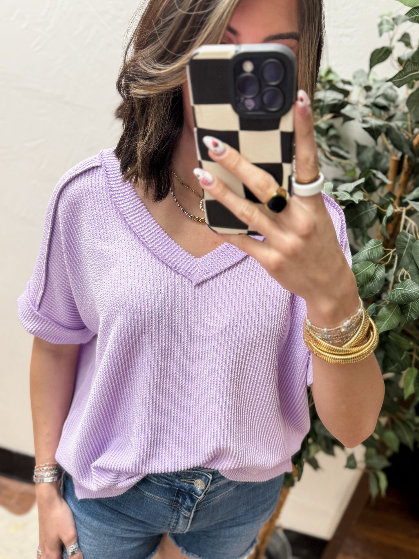 The Roxie Corded Top - Lavender