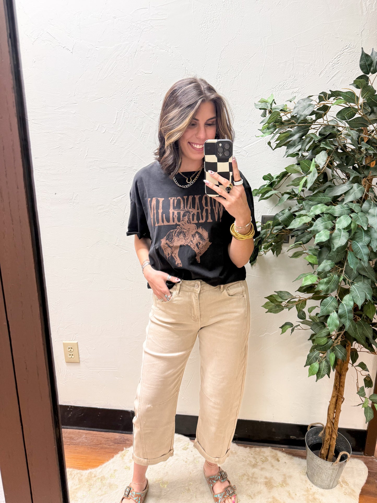 The Merlyn Barrel-leg Cropped Color Denim Pants - Ash Mocha