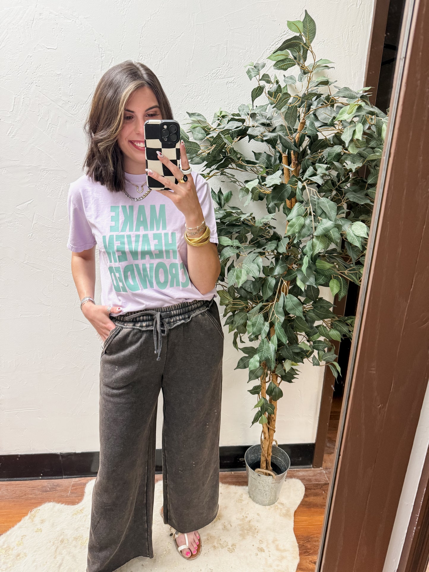 The Cambree Palazzo Sweatpants - Ash Black