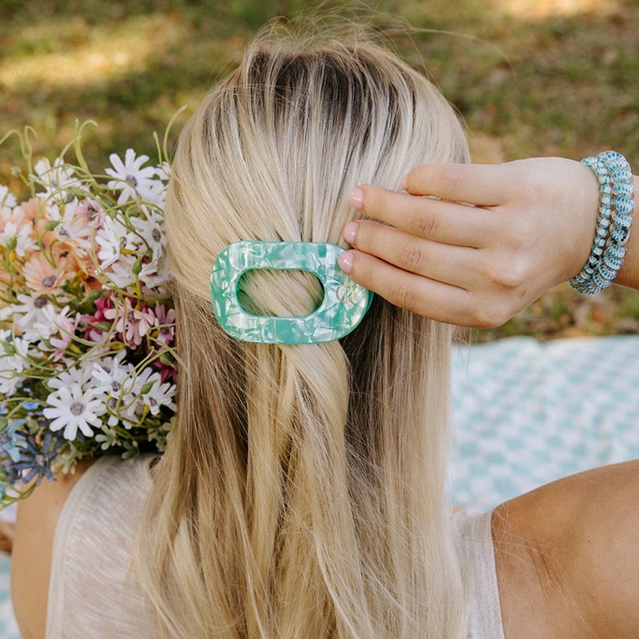 TELETIES - Small Flat Round Clip - Spring Splash