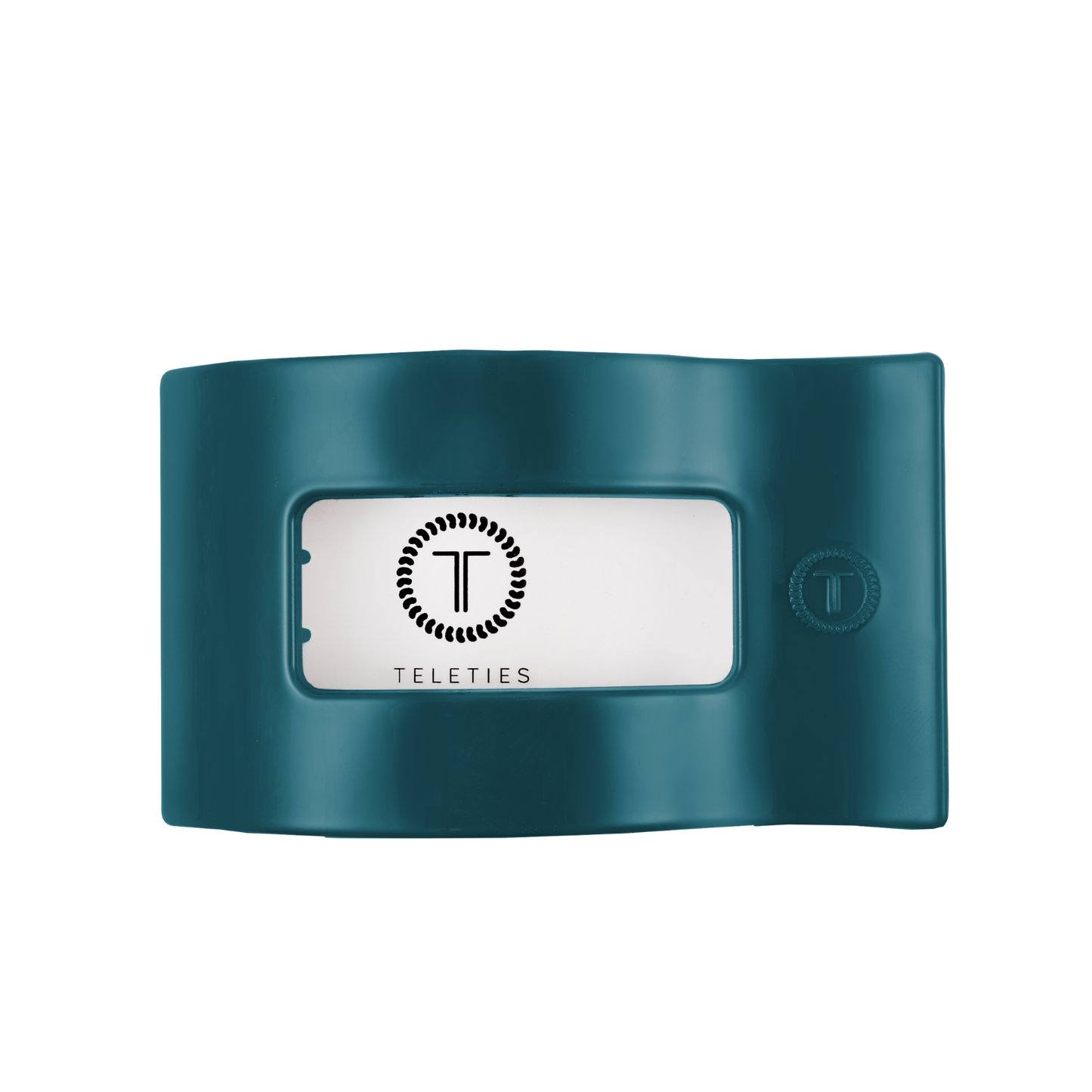 TELETIES - Large Flat Rectangle Hair Clip - Teal With It
