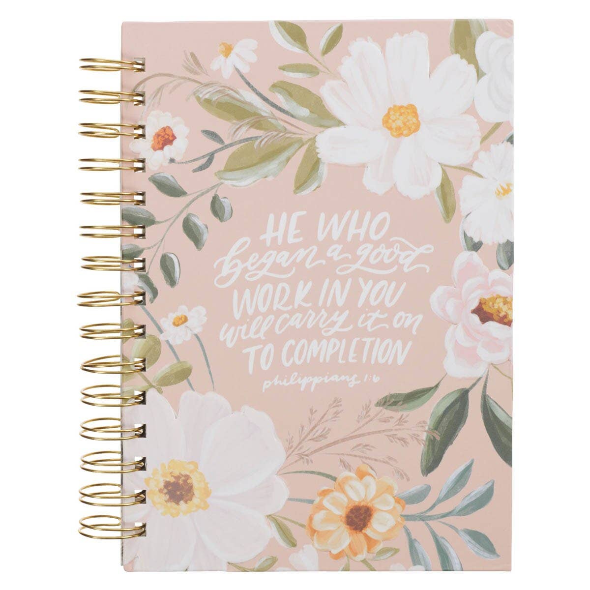 Journal Wirebound Beige Floral Good Work in You Philippians 1:6