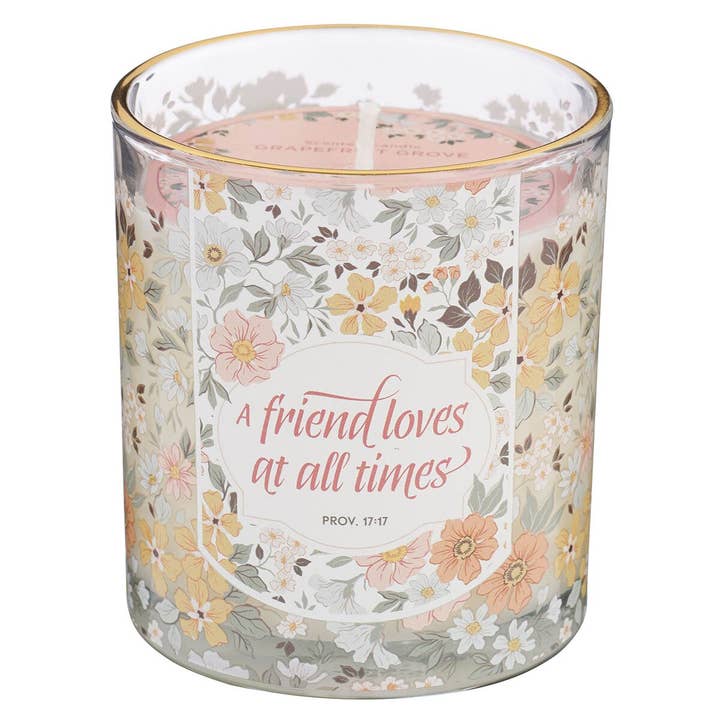 Glass Candle - Peach A Friend Loves At All Times Proverbs 17:17