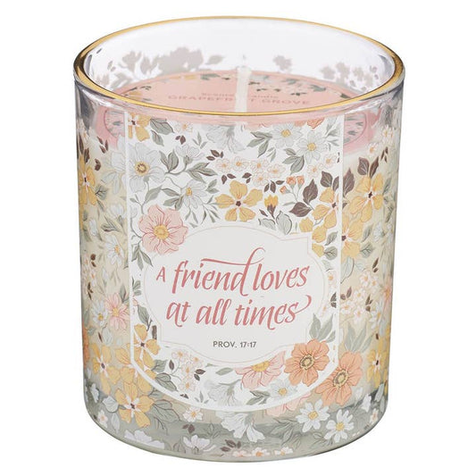 Glass Candle - Peach A Friend Loves At All Times Proverbs 17:17