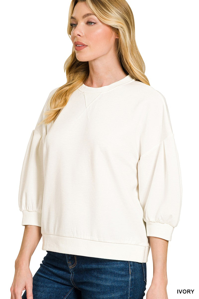 The Lola Scuba Dolman Sleeve Pullover - Ivory