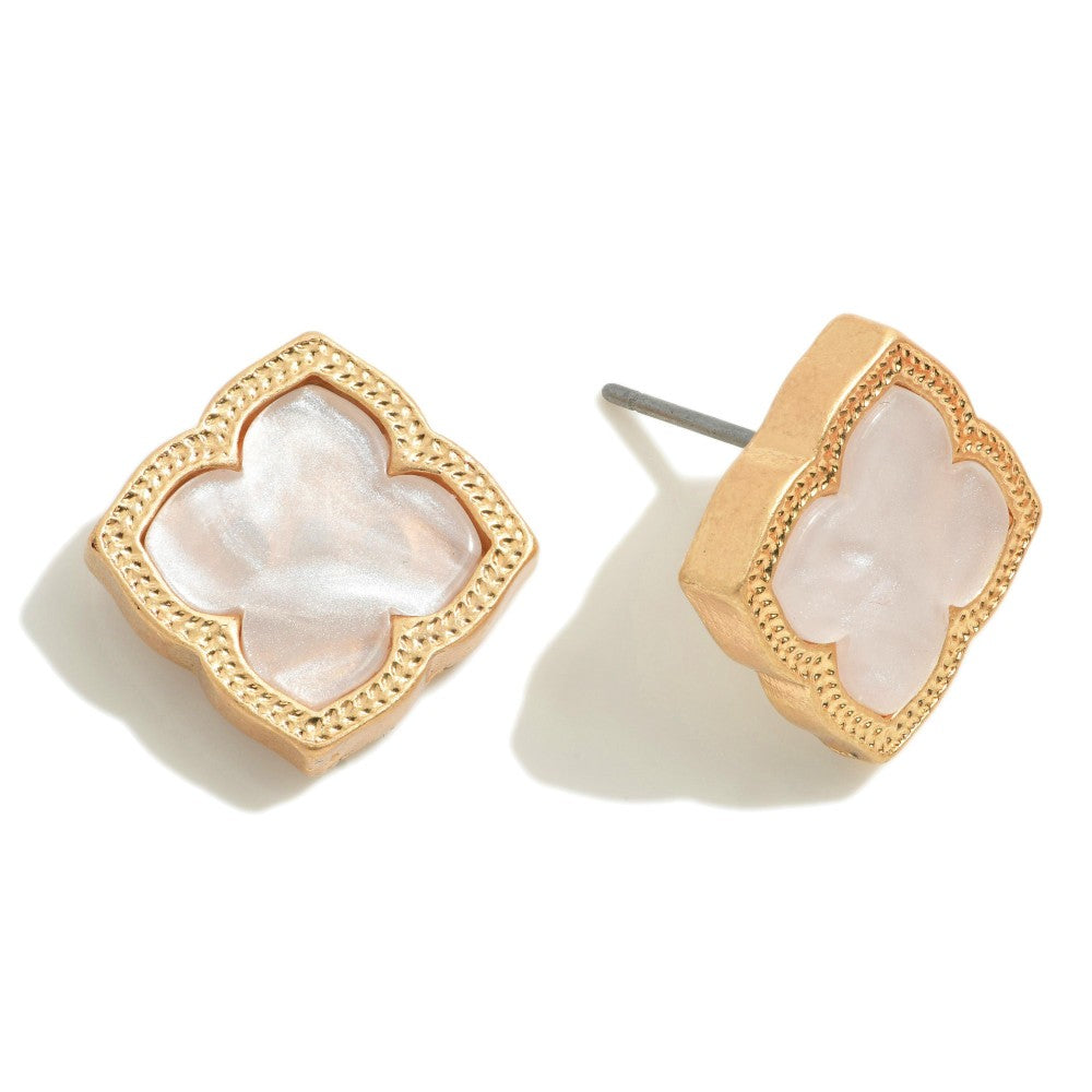 The Riley Clover Earrings - White