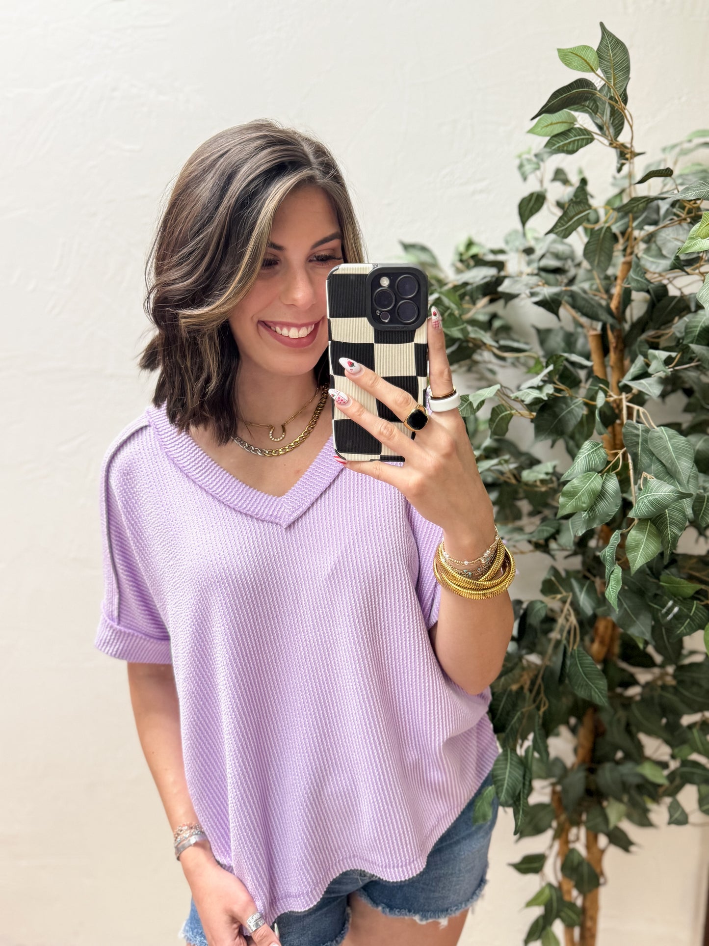 The Roxie Corded Top - Lavender