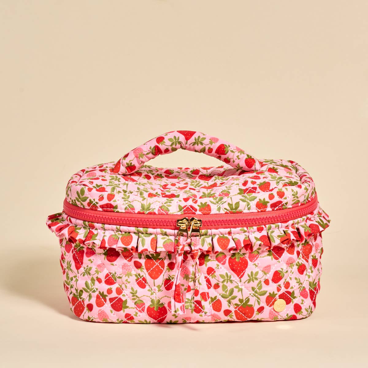 The Darling Effect - Glam & Go Quilted Cosmetic Bag - Strawberry Fields