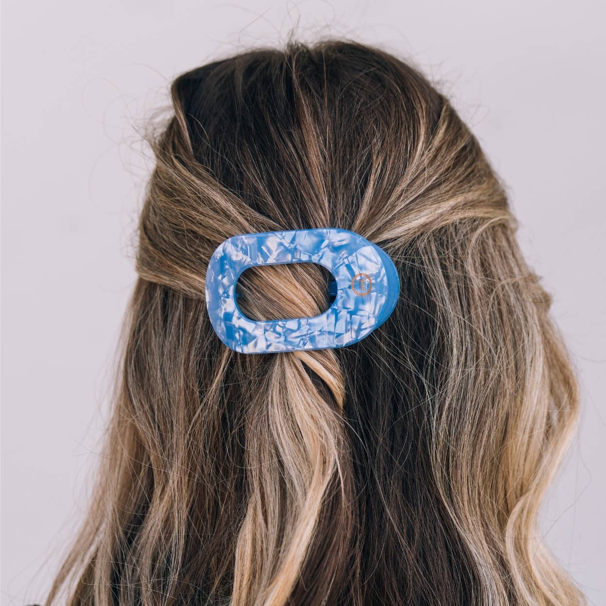 TELETIES - Small Flat Round Clip - Blue Lagoon
