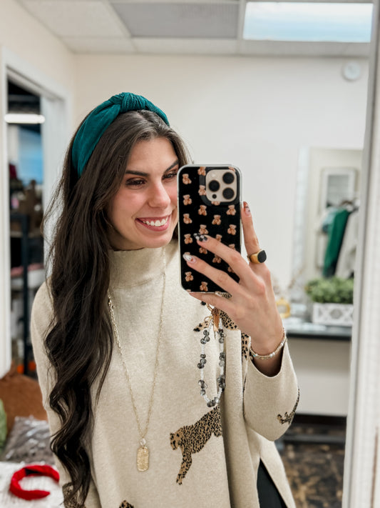 The Cory Knotted Corduroy Headband - Emerald