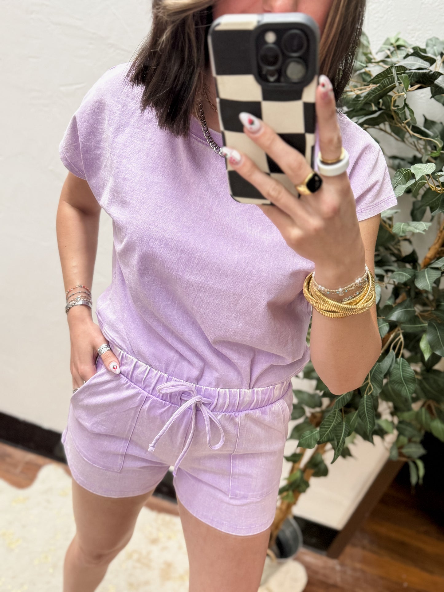 The Andie Acid Wash Set - Bright Lavender