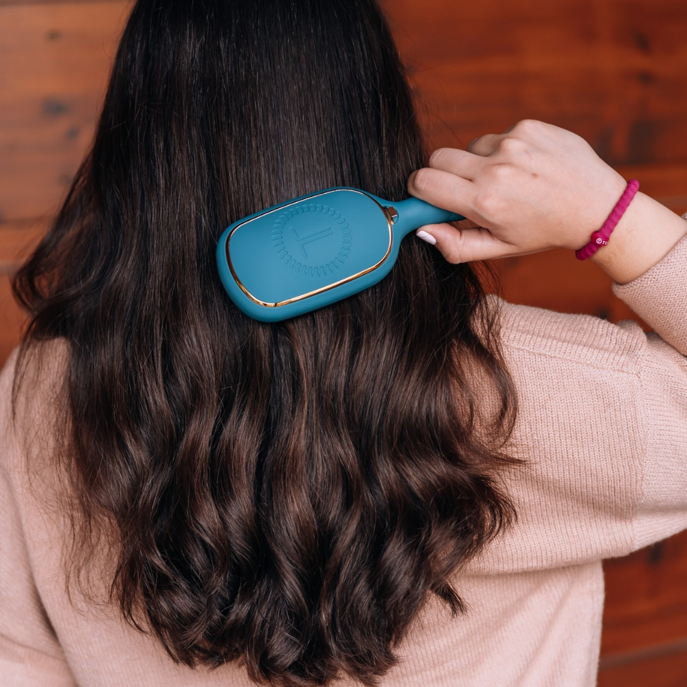 TELETIES - Detangler Hair Brush for Thick Hair - Teal With It