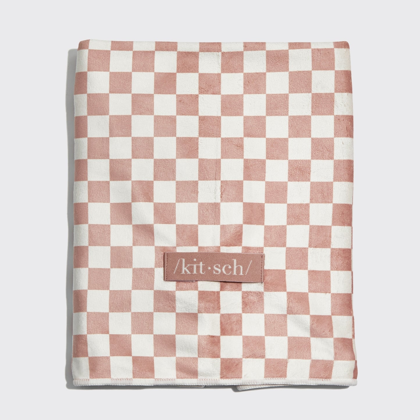 KITSCH - Extra Large Quick-Dry Hair Towel Wrap - Terracotta Checker