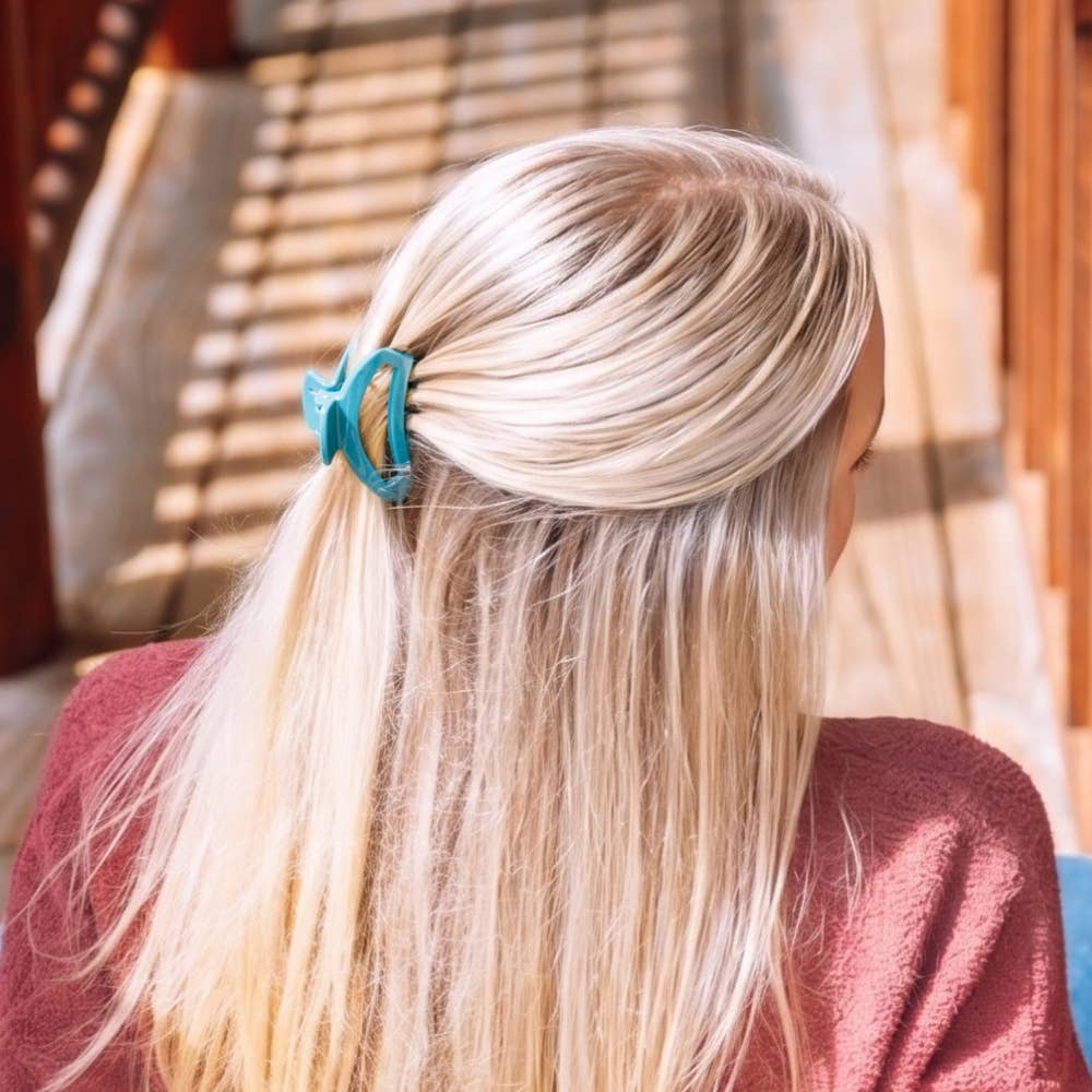TELETIES - Open Small Hair Clip - Teal With It