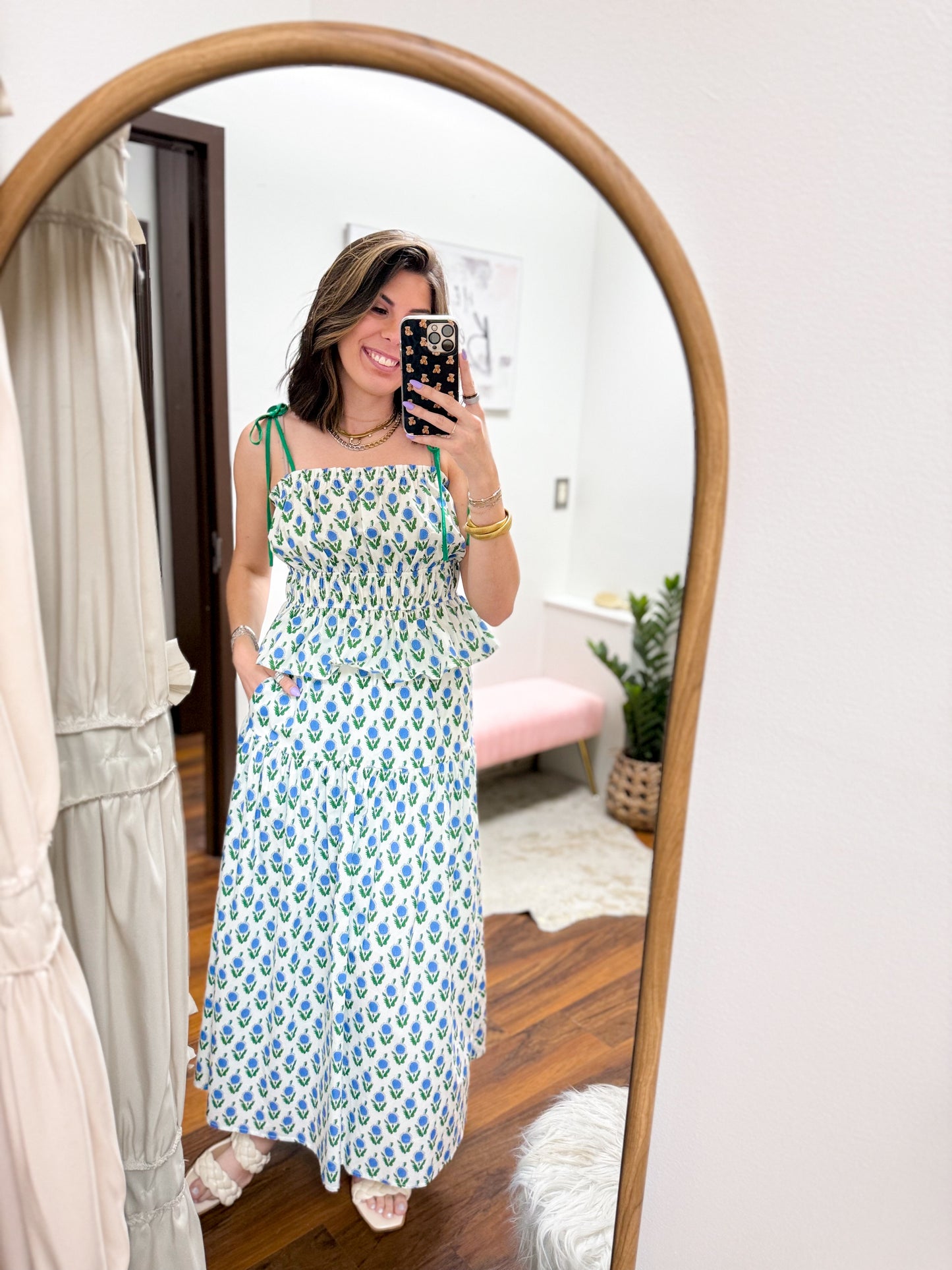 The Paige Skirt - Blue Floral