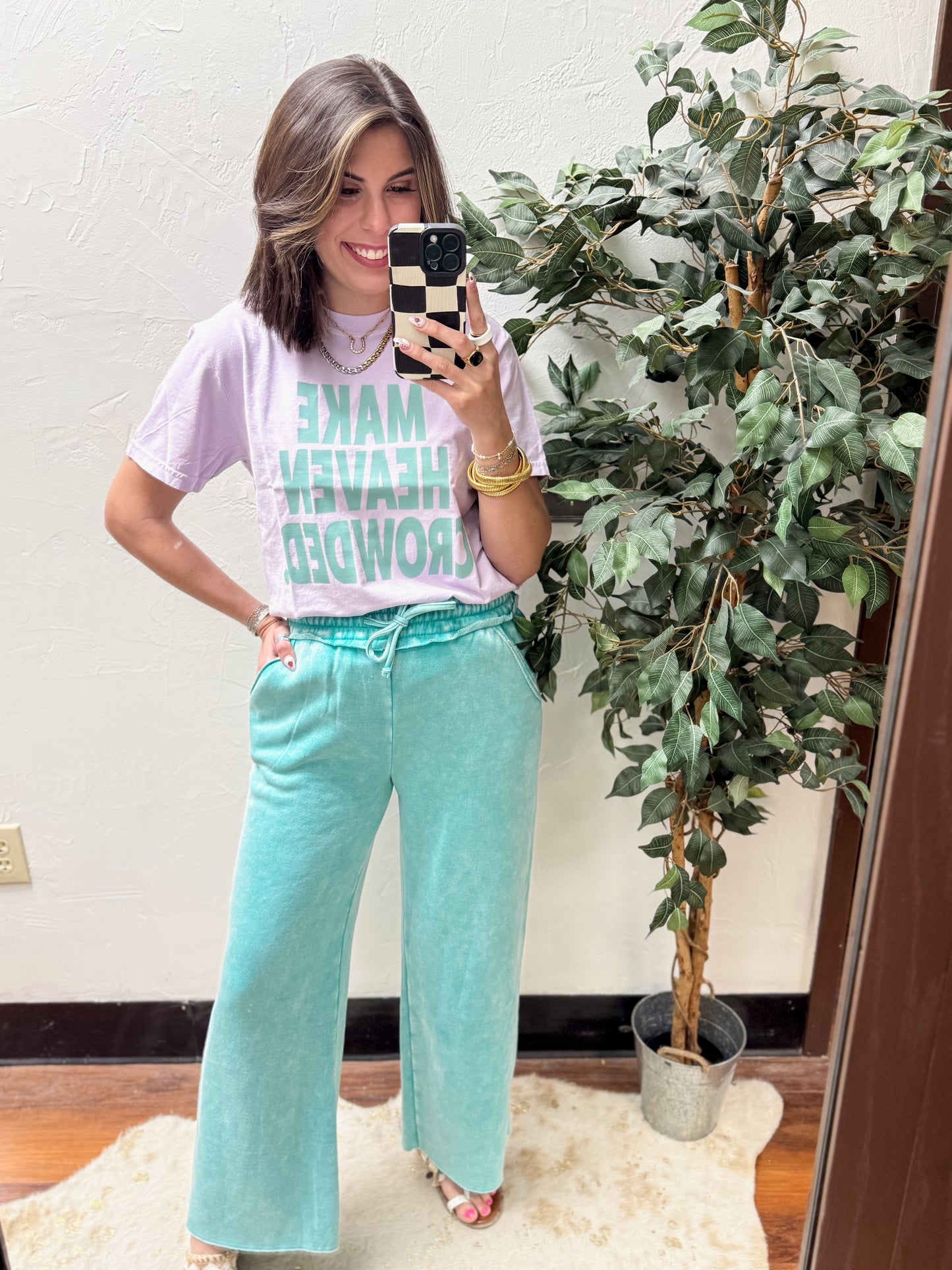 The Cambree Palazzo Sweatpants - Turquoise
