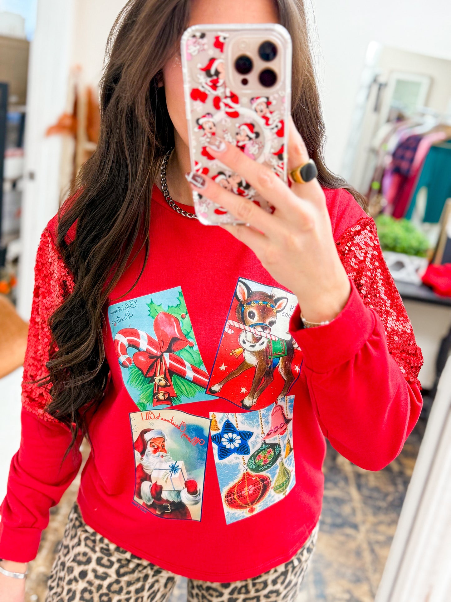 The Christmas Cards Sequin Long Sleeve Top