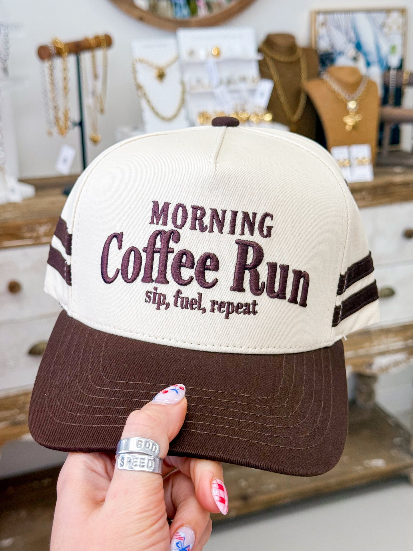 The Coffee Run Embroidered Hat