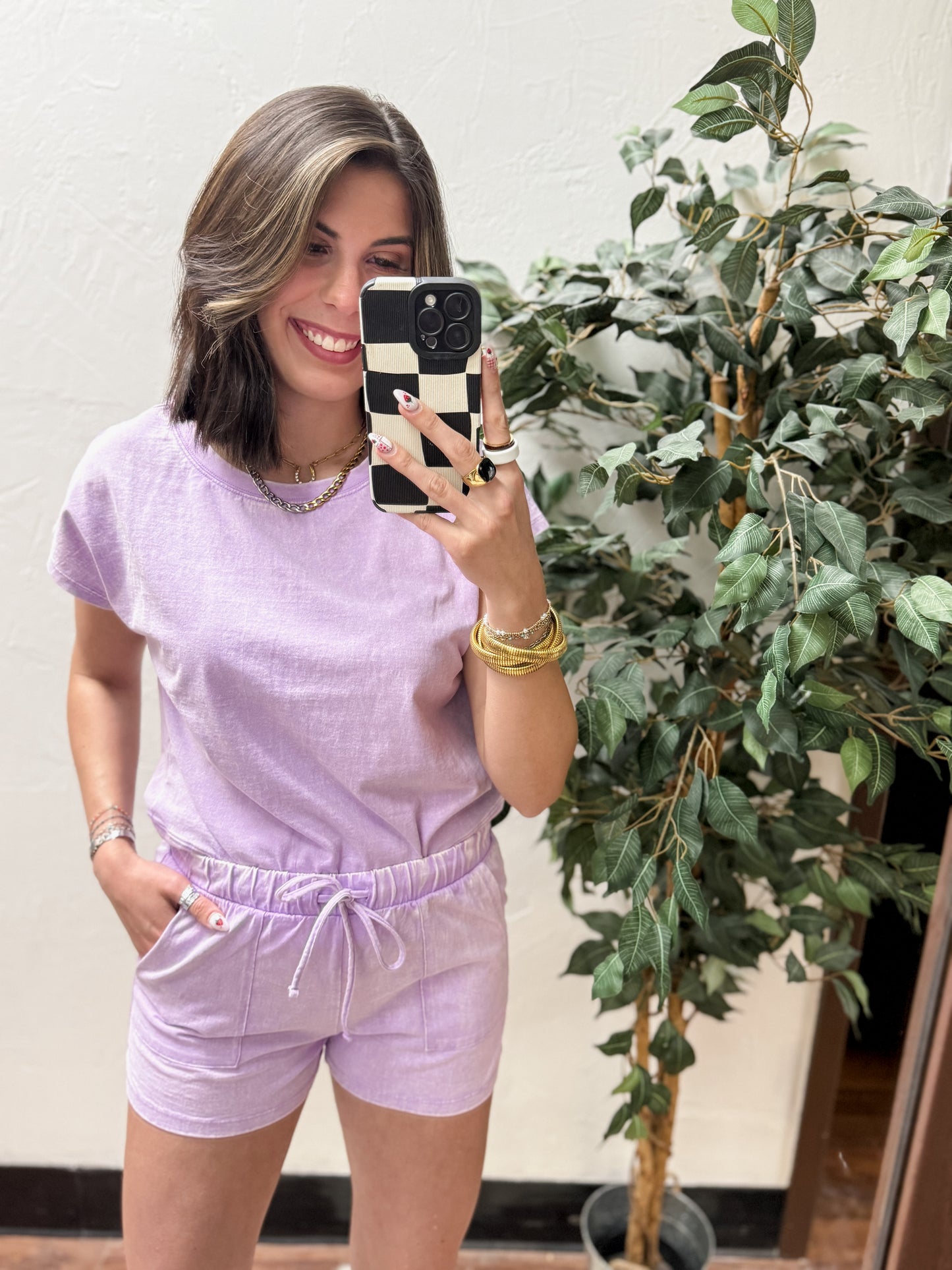 The Andie Acid Wash Set - Bright Lavender