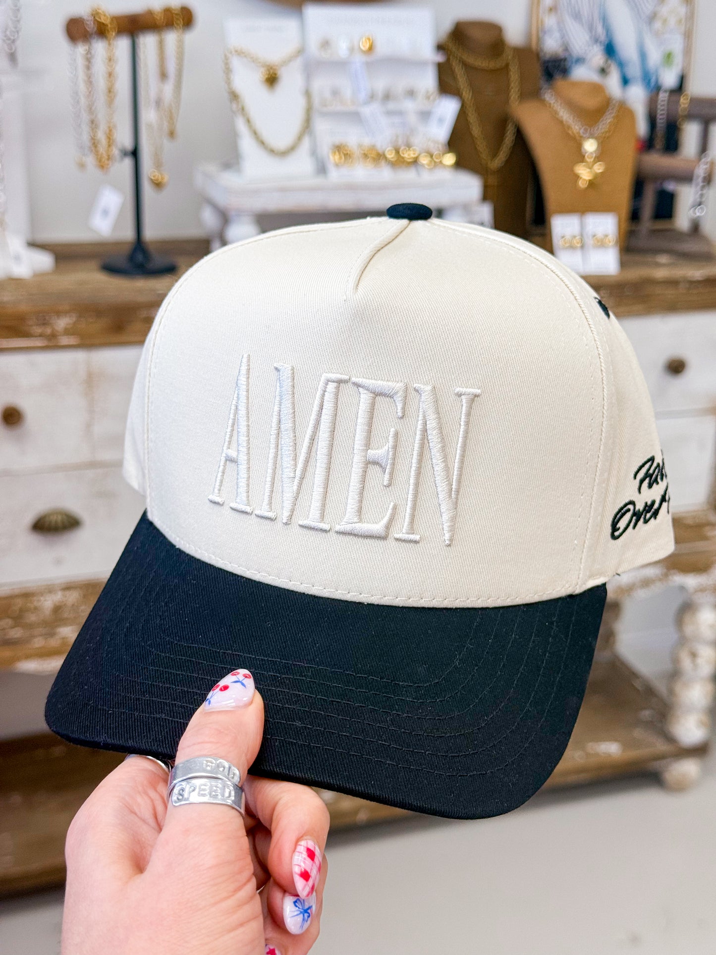 The AMEN Embroidered Hat -  Black