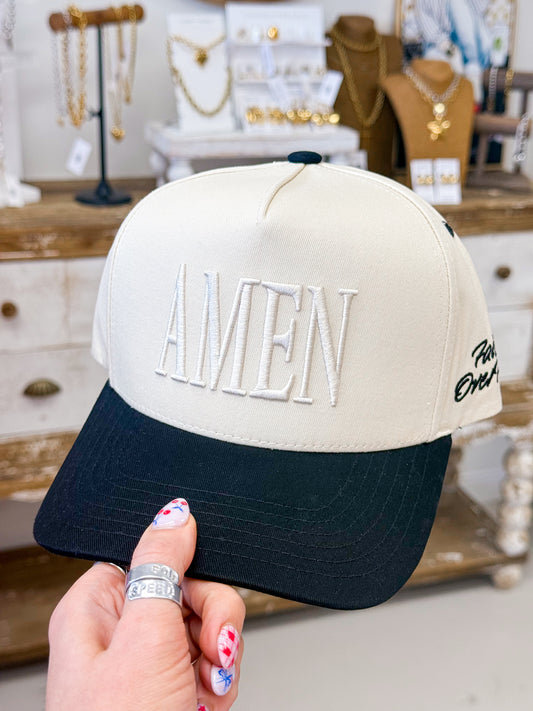 The AMEN Embroidered Hat -  Black