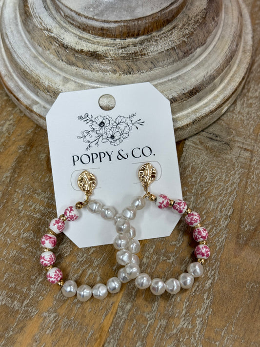 The Jaina Earrings - Pink/White