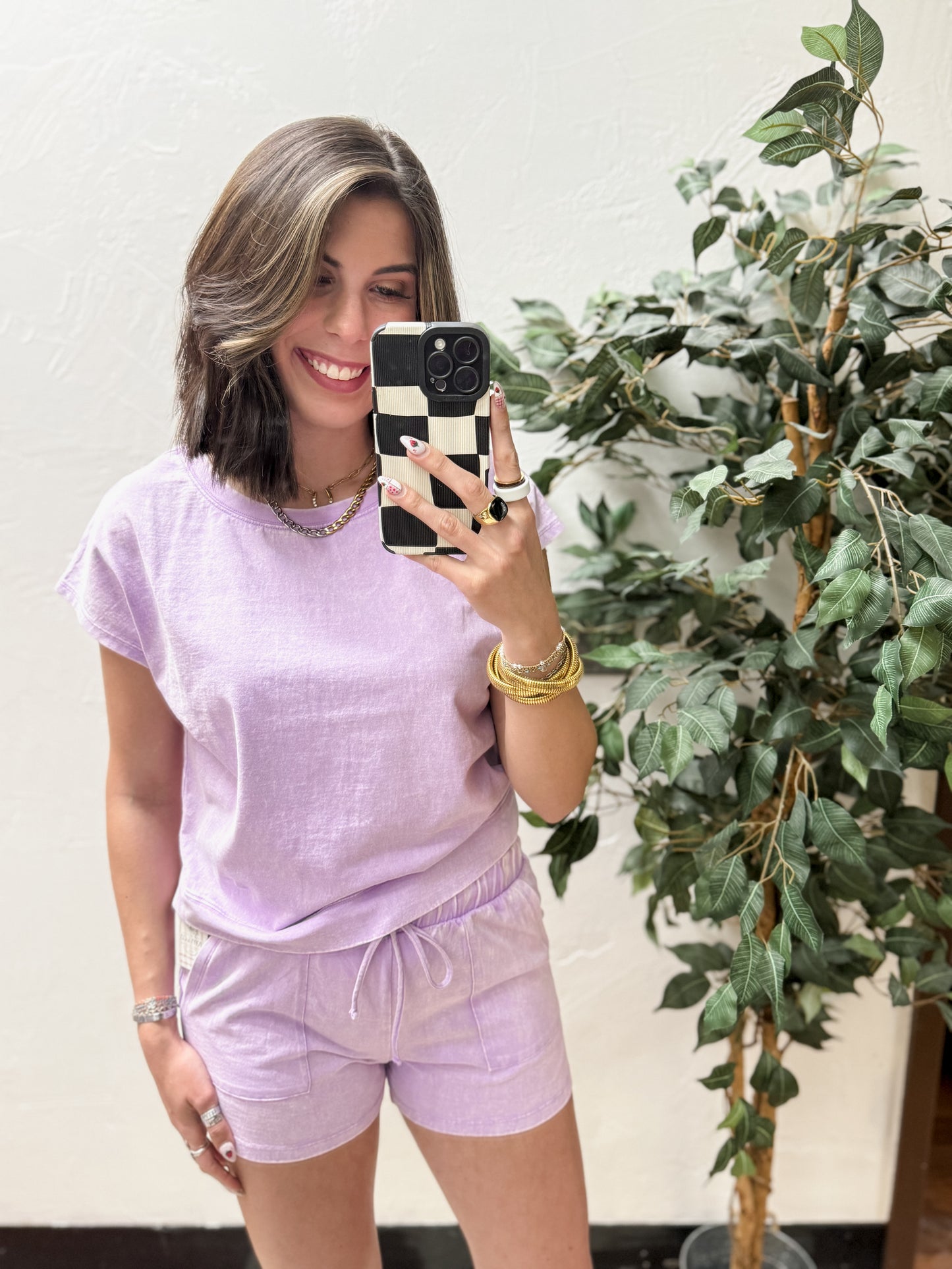 The Andie Acid Wash Set - Bright Lavender