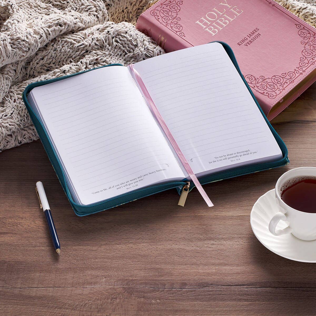 Love the Lord Zippered Teal Floral Journal Matt. 22:37