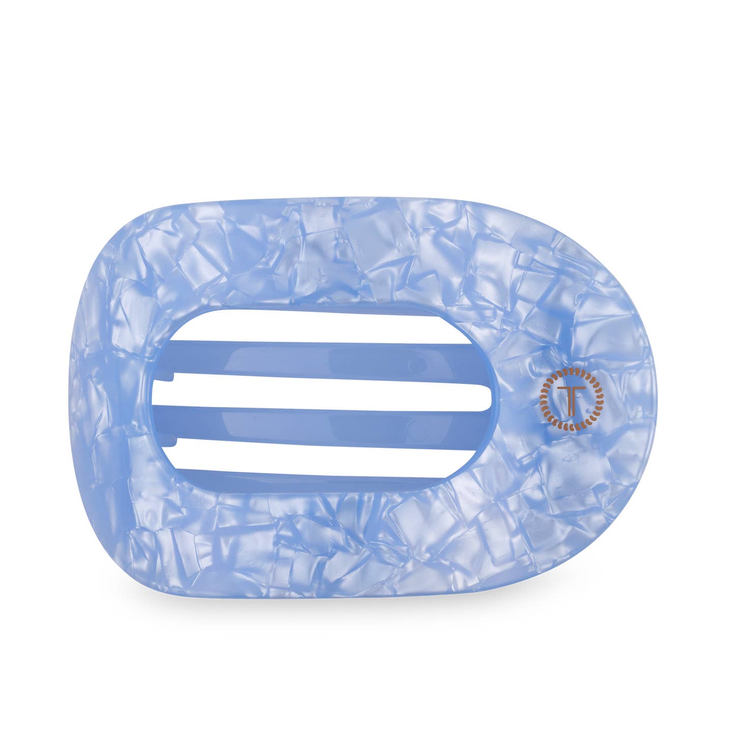 TELETIES - Large Flat Round Hair Clip - Blue Lagoon