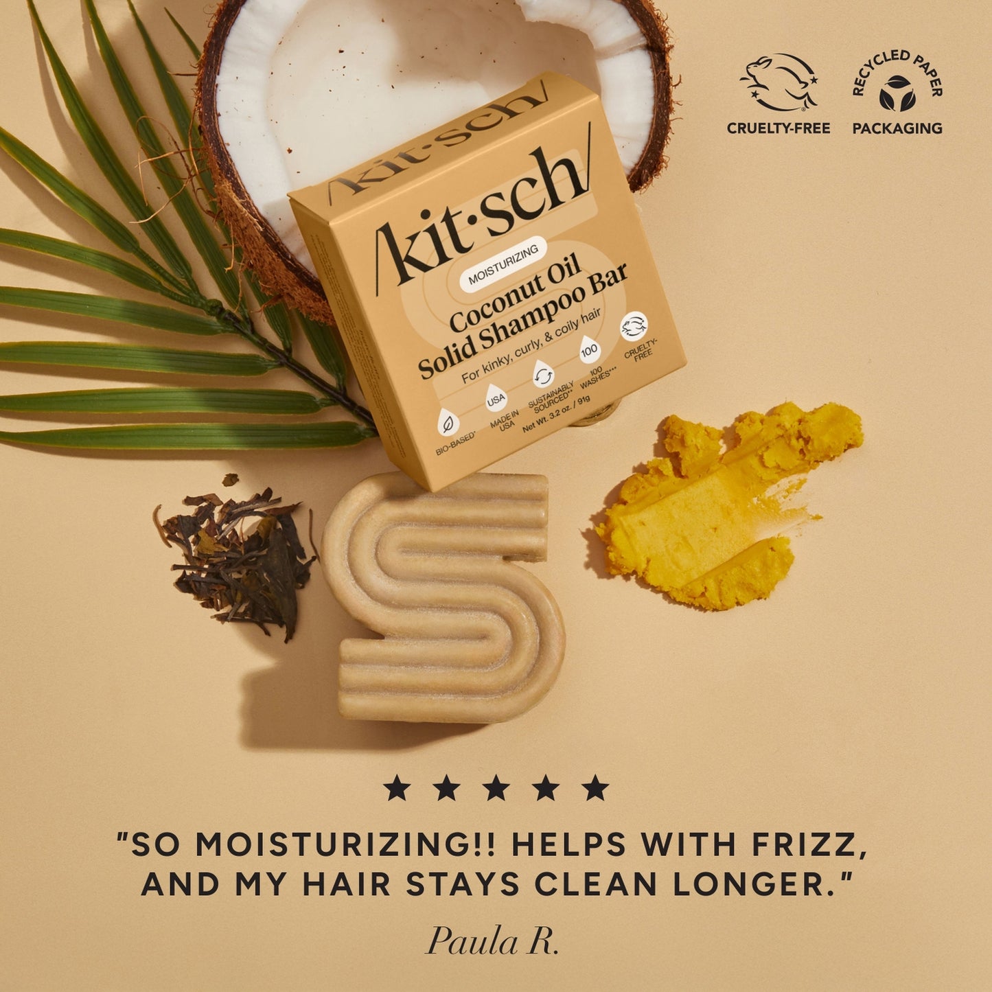 KITSCH - Coconut Oil Shampoo & Conditioner Bar Combo for Dry Damaged Hair
