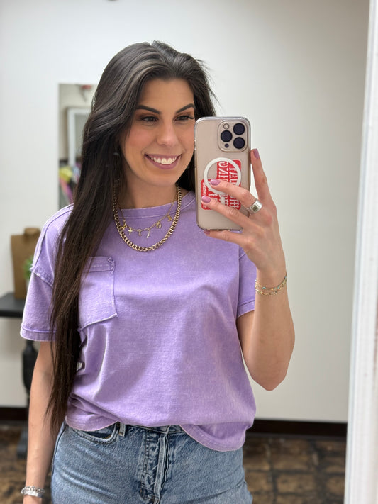 The Molly Acid Wash Tee - Lavender