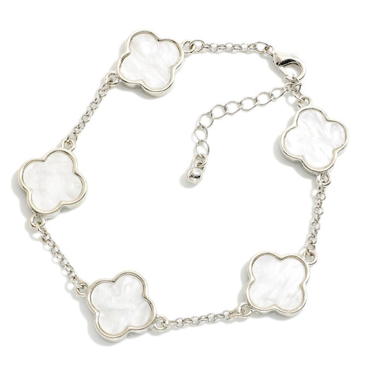 The Brittney Bracelet - Silver/White