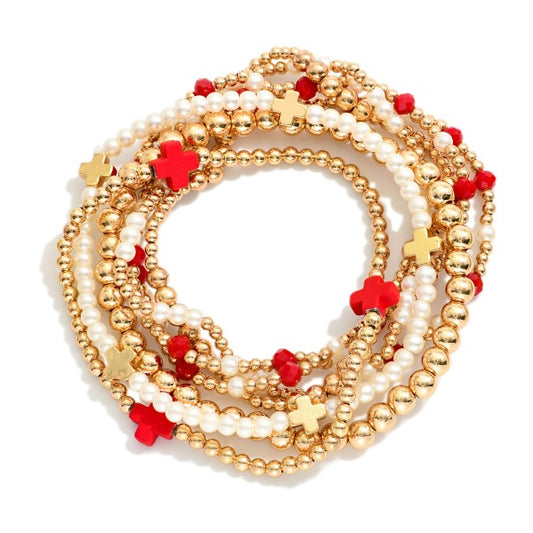 The Ellen Bracelet Stack - Red