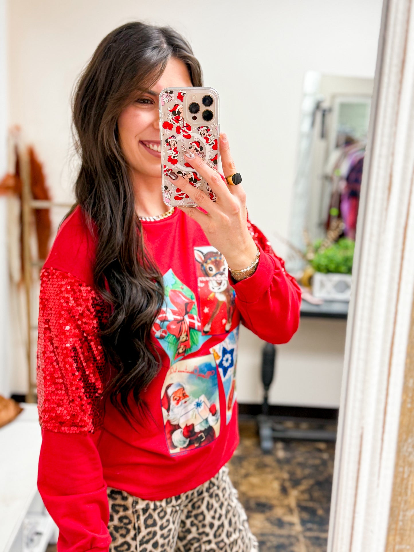 The Christmas Cards Sequin Long Sleeve Top