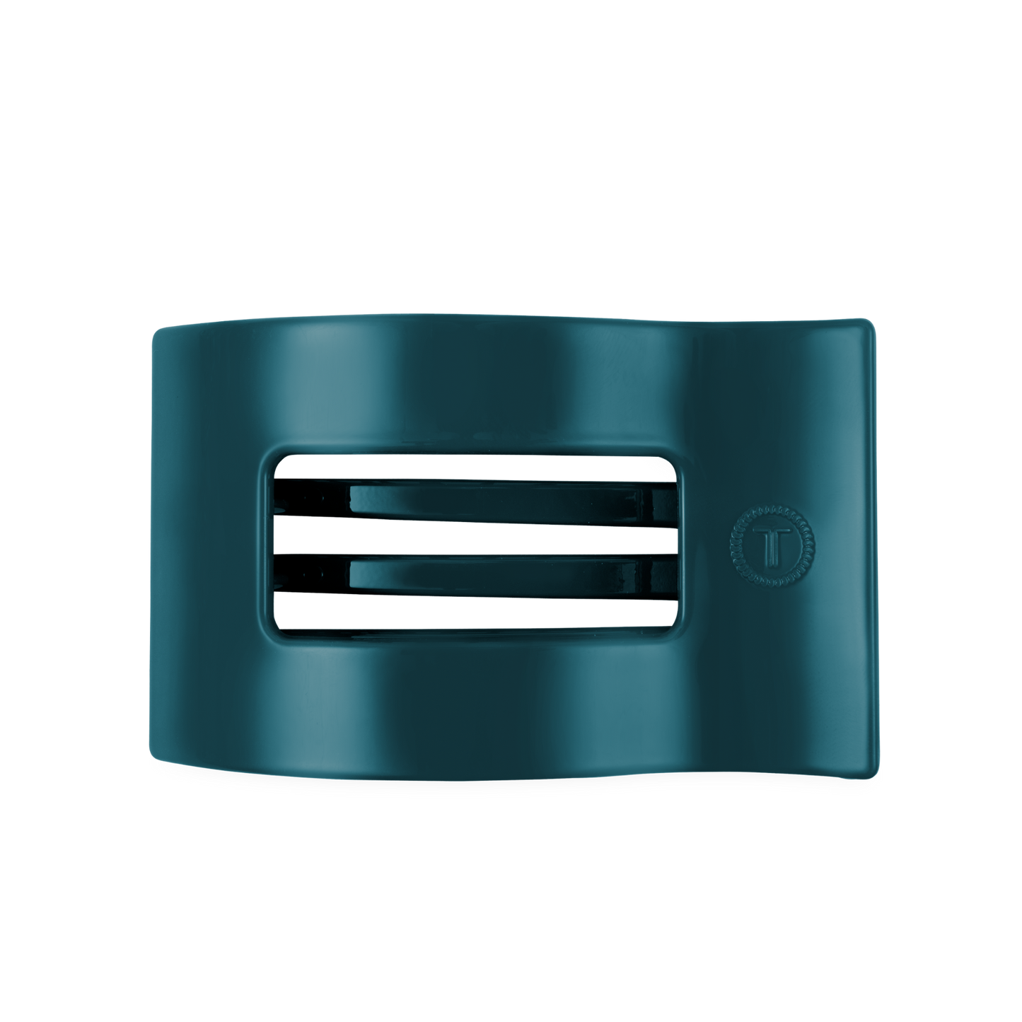 TELETIES - Large Flat Rectangle Hair Clip - Teal With It