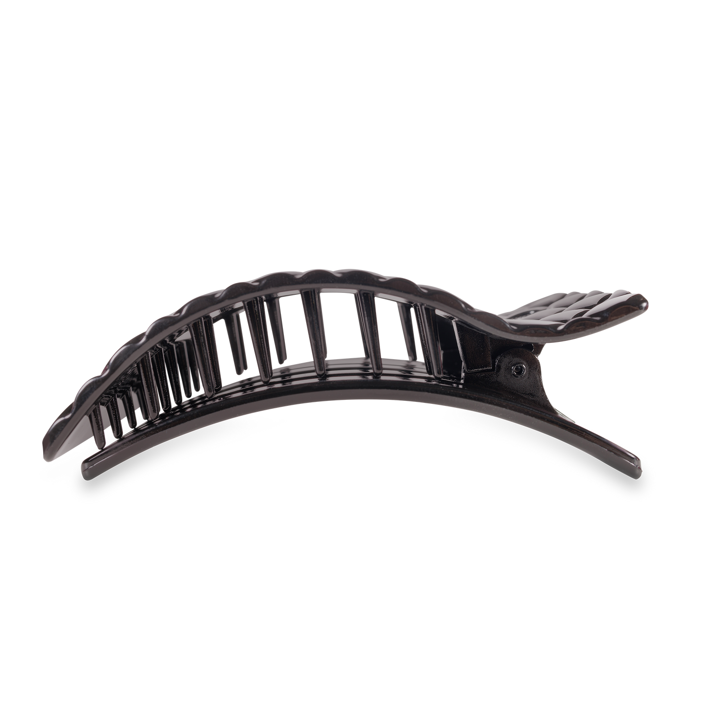 TELETIES - Large Flat Rectangle Hair Clip - Jet Black Quilted