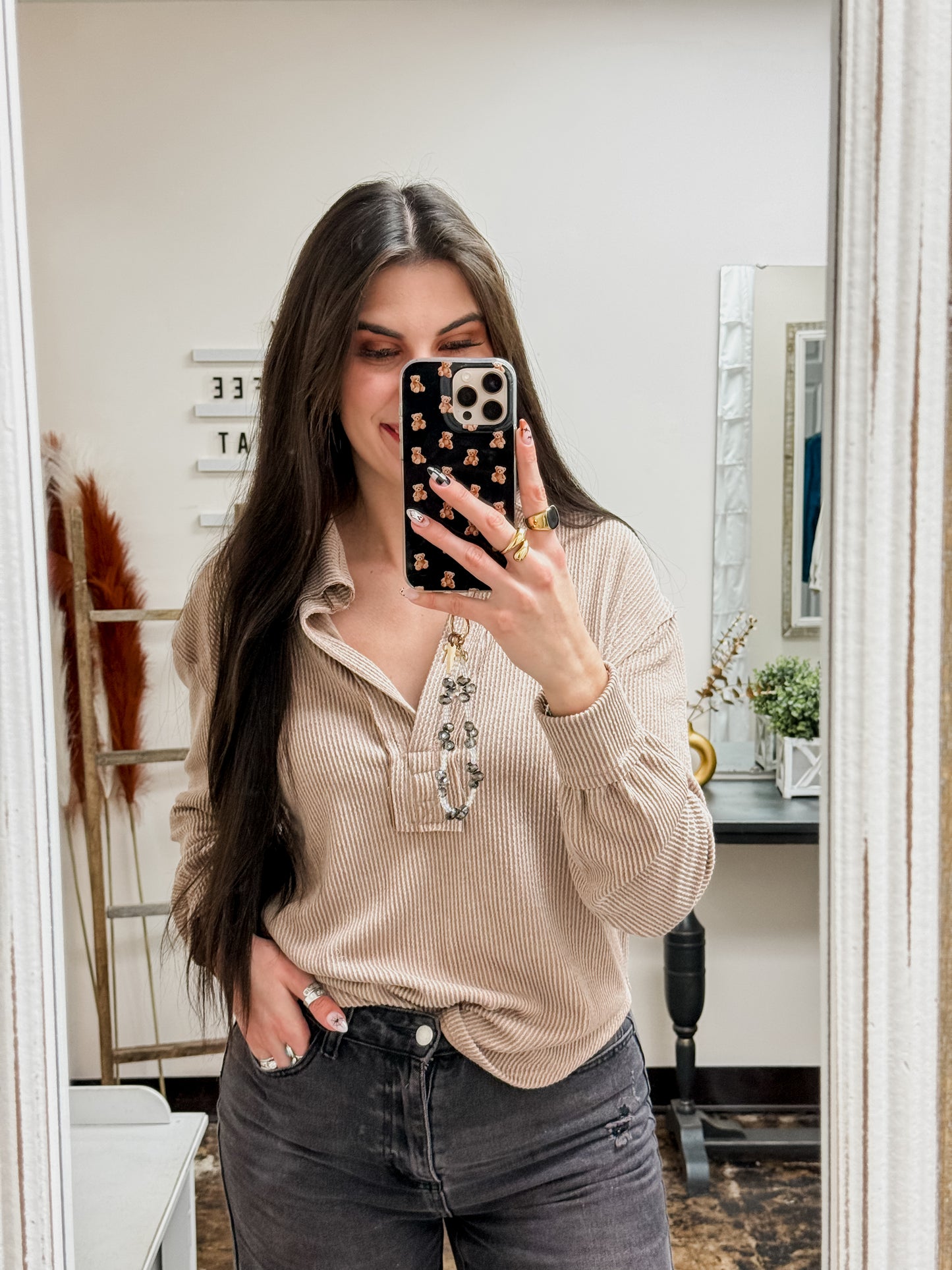 Simply Southern - Collared Knit Top - Umber - 2025
