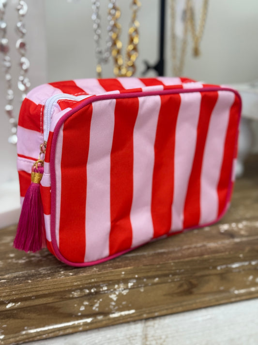 The Preston Striped Pouch - Red