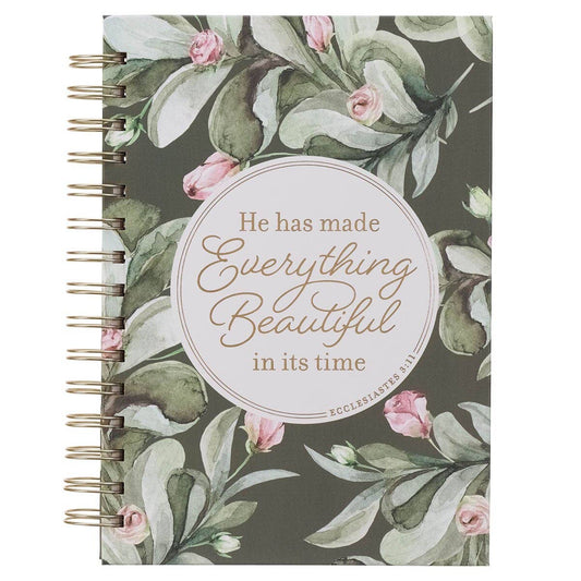 Wirebound Journal Everything Beautiful Ecclesiastes 3:11 inspirational quote on cover