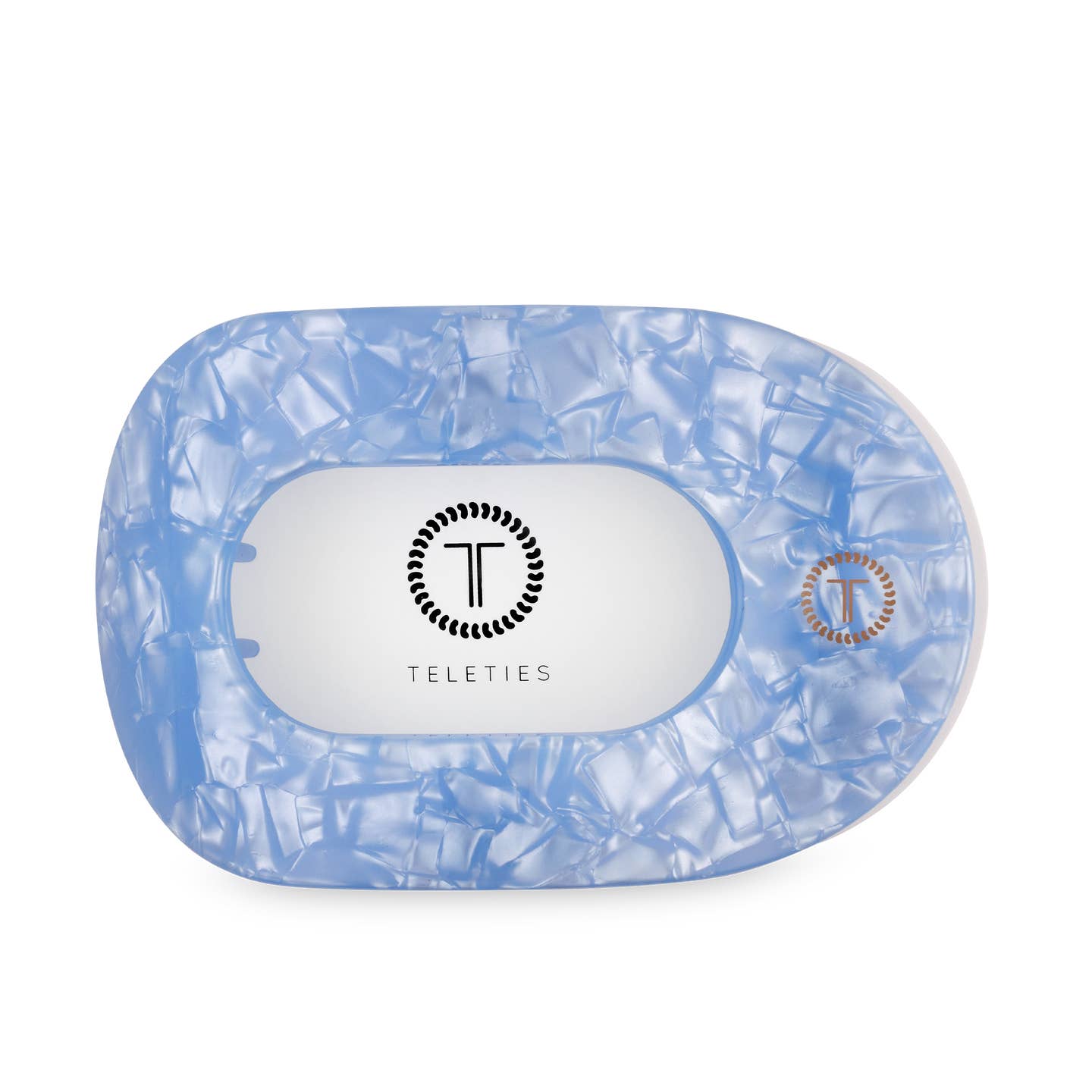 TELETIES - Large Flat Round Hair Clip - Blue Lagoon