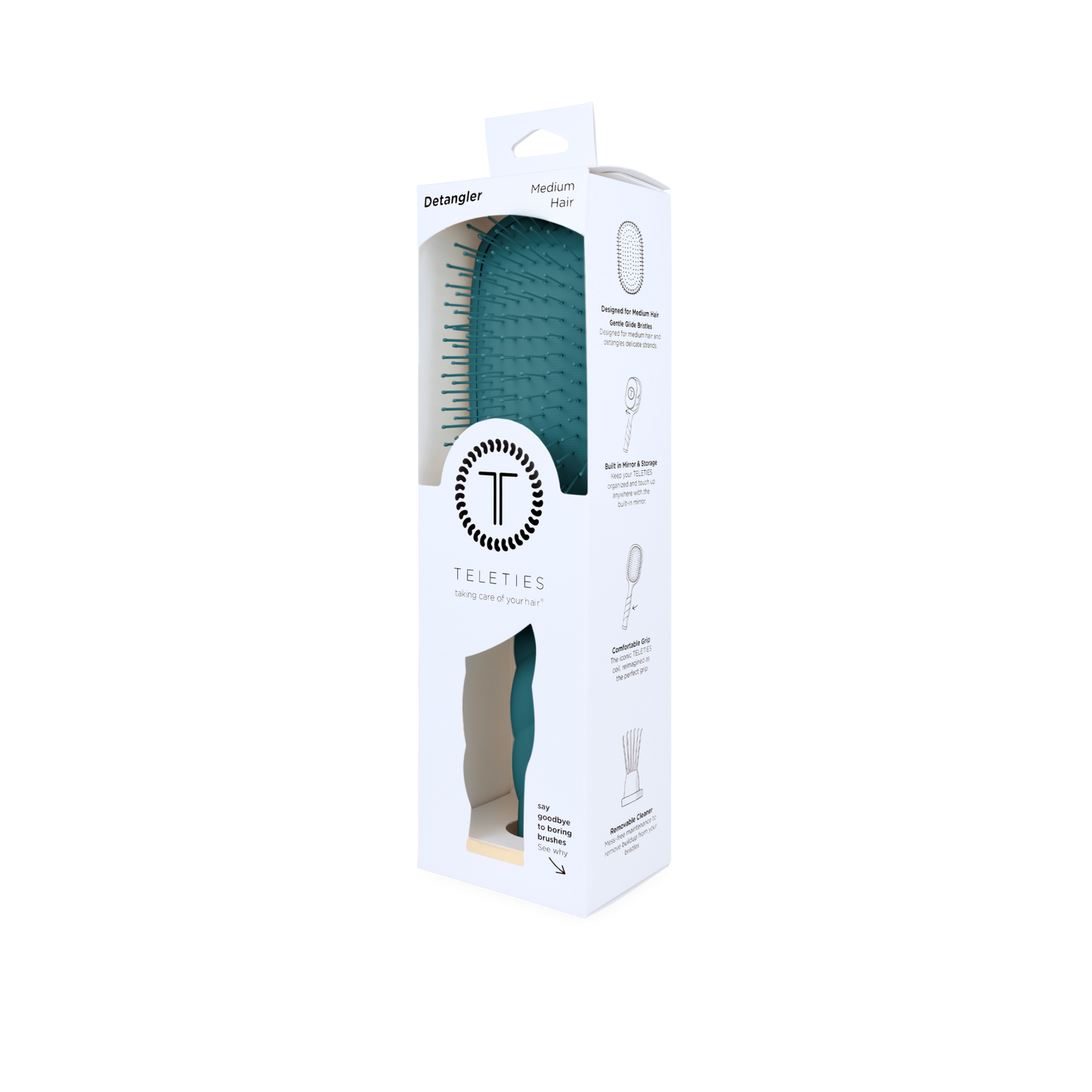 TELETIES - Detangler Hair Brush for Medium Hair - Teal With It
