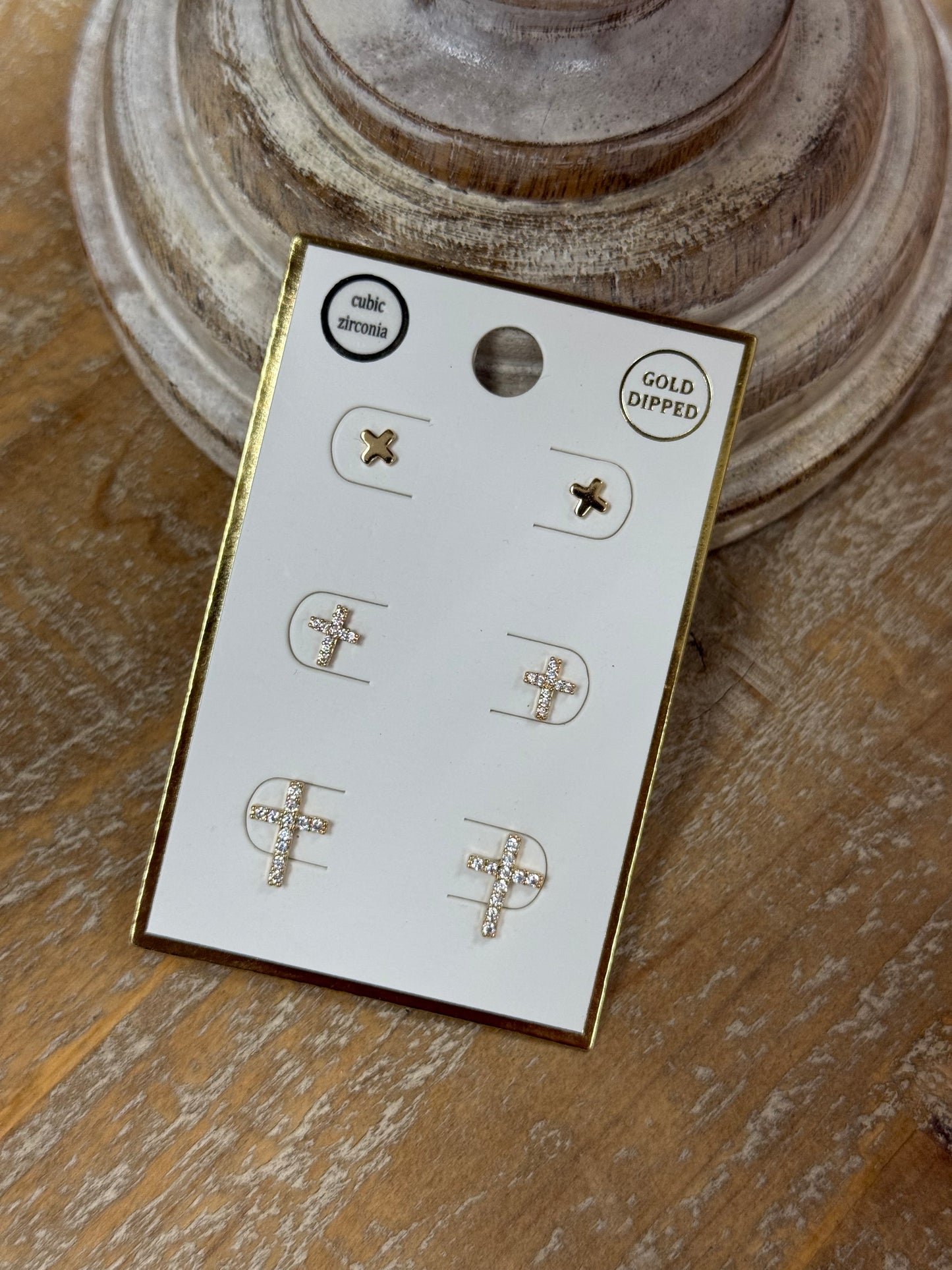 The Cross Stud Earring Set - Gold Dipped