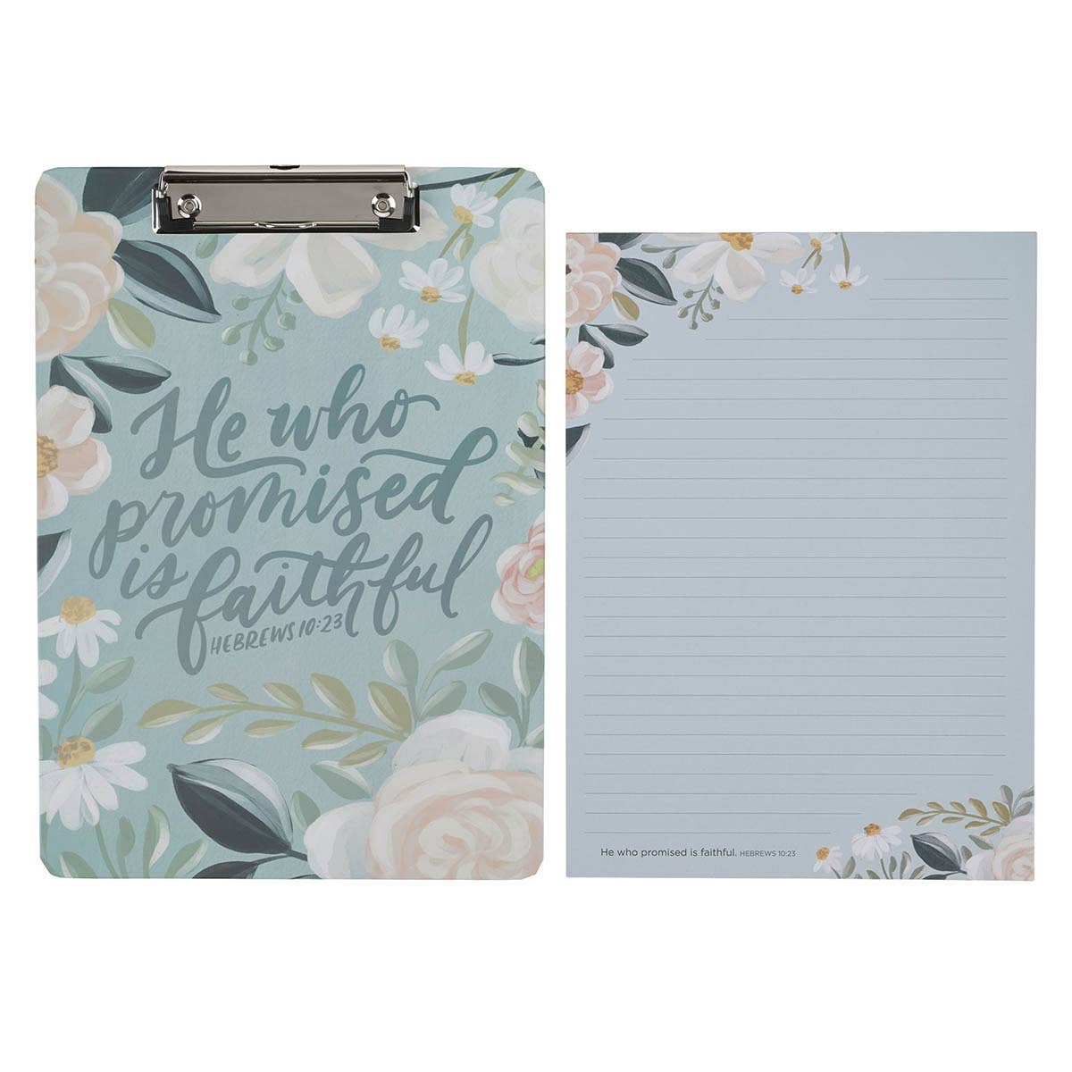 Clipboard W/Pad - Floral He Who Promised Is Faithful Hebrews 10:23