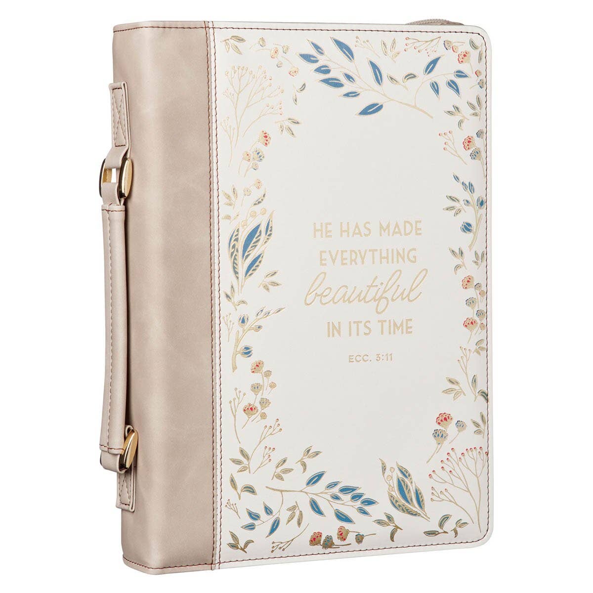 Large Bible Cover - Cream Everything Beautiful Ecclesiastes 3:11